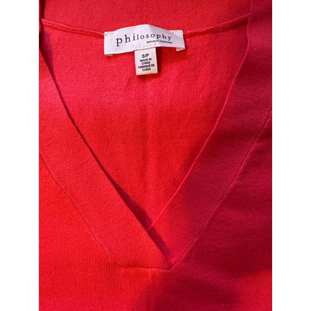 Philosophy Republic Clothing Red V-Neck Sweater S/P Lightweight Knit Womens Top - Picture 4 of 4